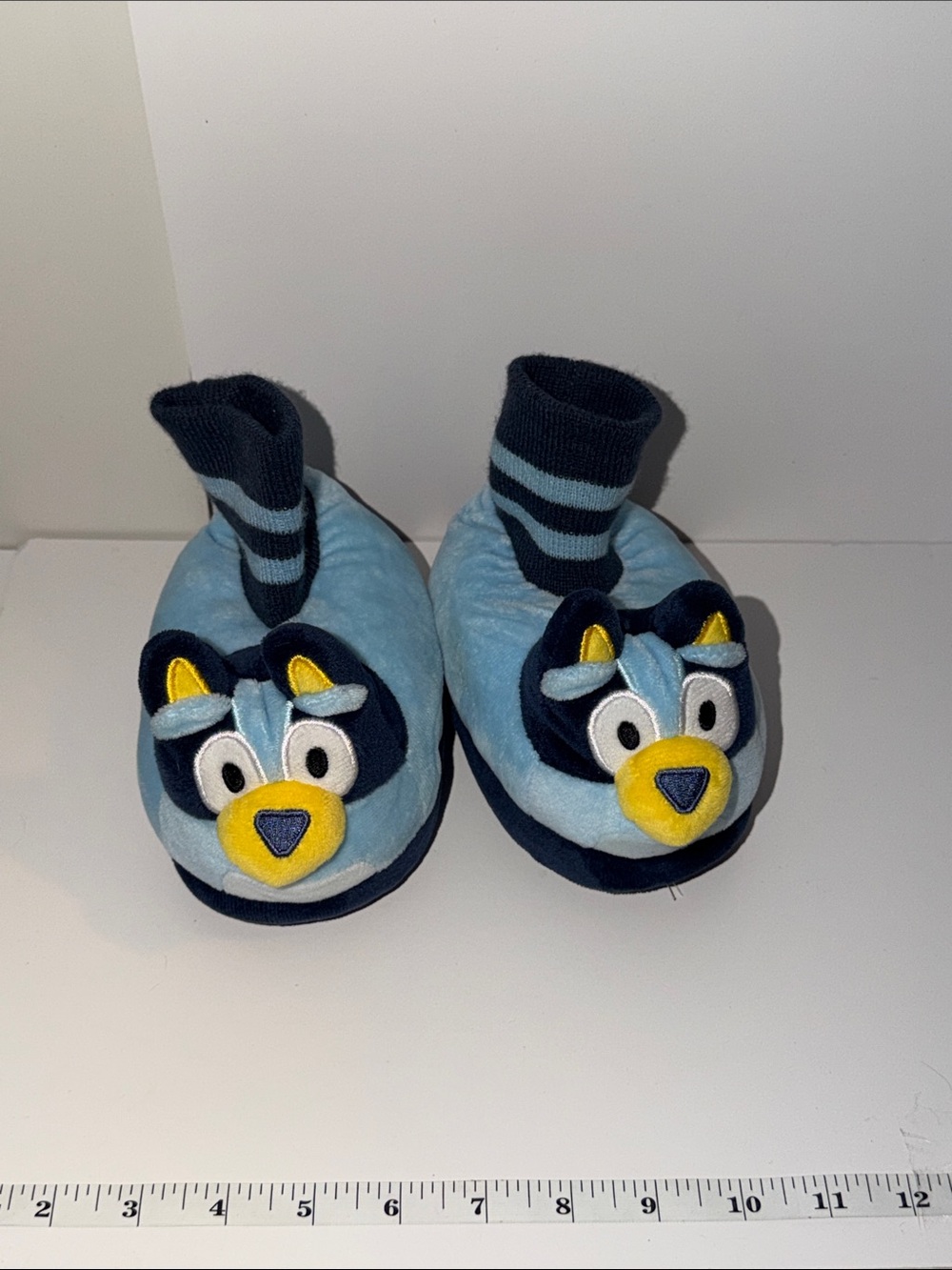 Disney Light Blue Plush Character Slipper Socks with Navy Trim